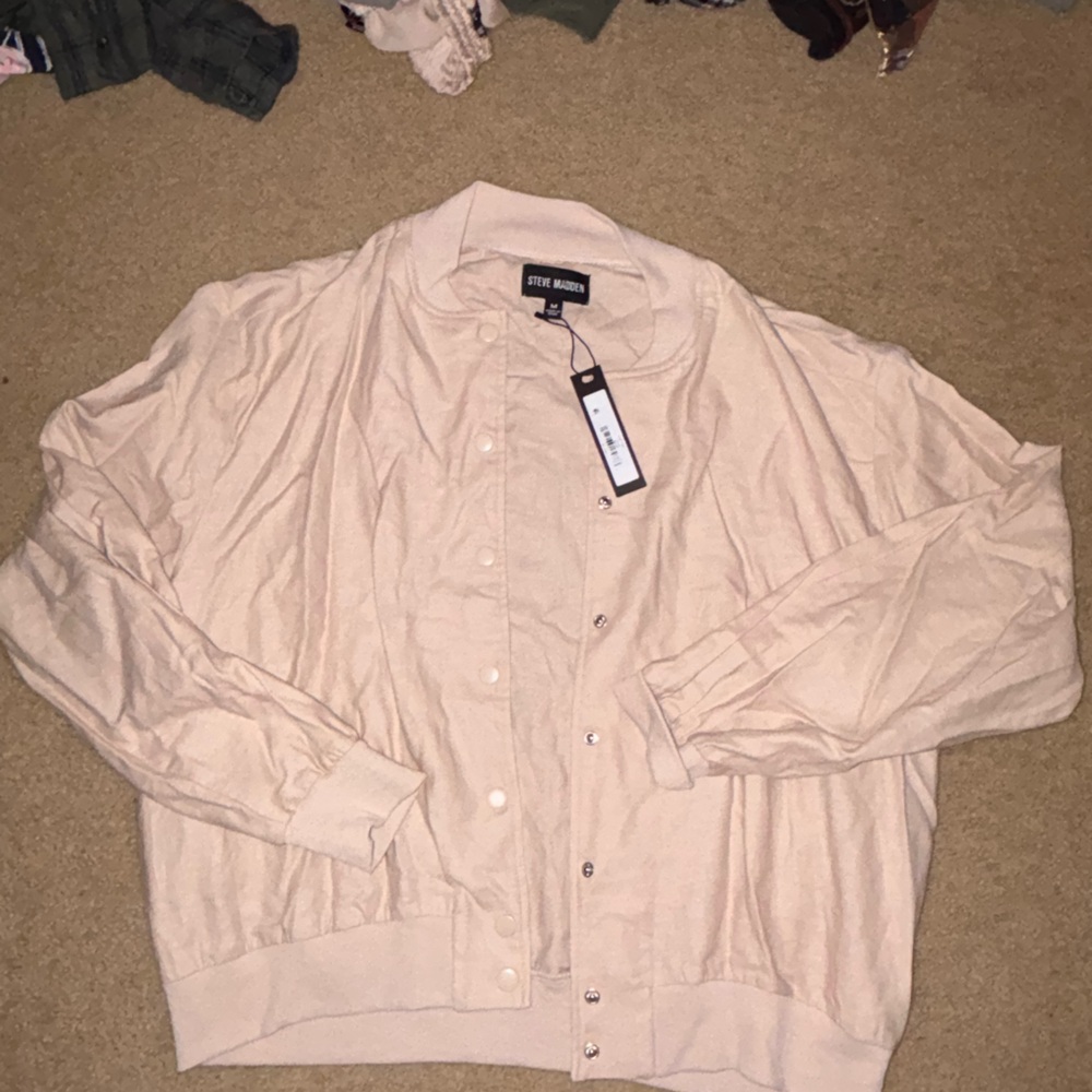 Steve Madden Linen Bomber Top- Tan